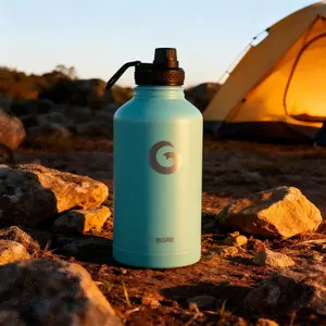 Bigrd 64oz Stainless Steel Insulated Space Can Flask, Dual Finger Handle Lid, Keeps Drinks Cool for 12 Hours, Ideal for Travel, Beach, Hiking, Parties, Water Bottles, Drinkware