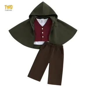 Infant Toddler Baby Boys Halloween Costume Medieval Ring Bearer Long Sleeve Shirt Vest Cloak and Pants 4pcs Outfit Set
