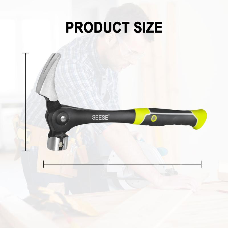 SEESE Steel 16 oz. Indexing Claw Hammer with Comfortable Cushion Grip Handle Perfect Christmas & New Year Gift Idea
