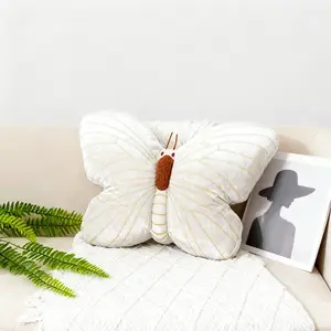 Elegant Butterfly Plush Pillow, Soft Velvet Material, Gold Embroidery Texture, 3D Bionic Design, Perfect for Living Room Sofa and Bedside, Home Decor Compatible
