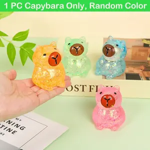 1pc Capybara Squishy Glitter Animal Squeeze Ball, Cute Stress Ball for Anxiety Relief, Slow Rise Fidget Tool, Sparkling Desk Decor Gift