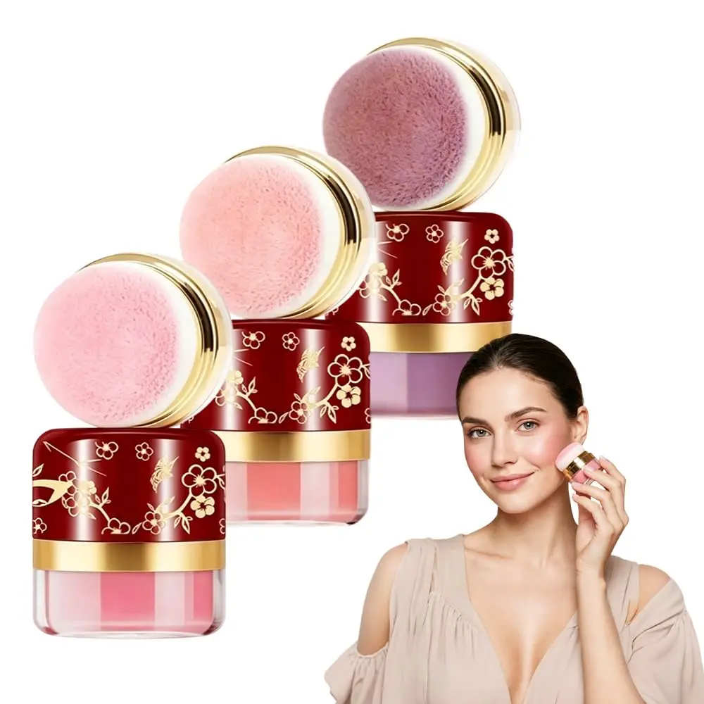 3 Color Lazy Blush, Blushed Duo Blush, Red Blusher, Delicate Smooth Powder, Skin Friendly No Caking, Long Lasting Natural Makeup, Easy Touch Up, Portable Mini Blush for Daily Commute Date Dinner, Ideal Birthday Easter Gift for All Skin Tones