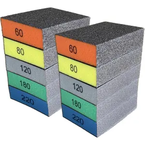 10-Pack Sanding Sponge, Five Grits Per Pack (60/80/120/180/220), Washable &  Sanding Block for , Drywall, Metal, and Glazing,  Hand Sanding Tool