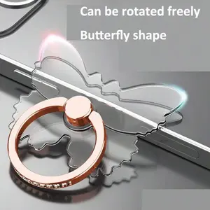 1 Pack Transparent Butterfly Phone Ring Holder, Cute Aesthetic Style, 360° Rotatable Anti-Drop Stand, for Girls & Commuters, Perfect for Selfies, Video Calls & Desktop Viewing