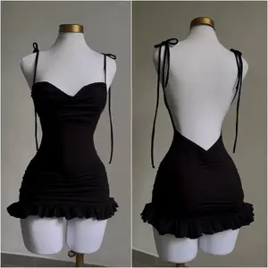 Elegant Summer Mini Dress - Backless Bodycon Style