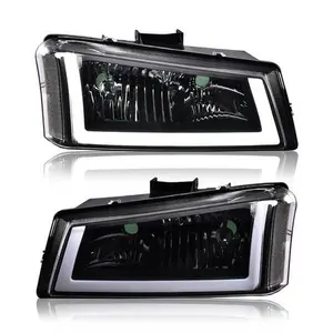 LED DRL Front Headlight Assembly Left+Right Replacement  Fit For 03-07 Silverado, 03-07 Model, Bolt-On Fit
