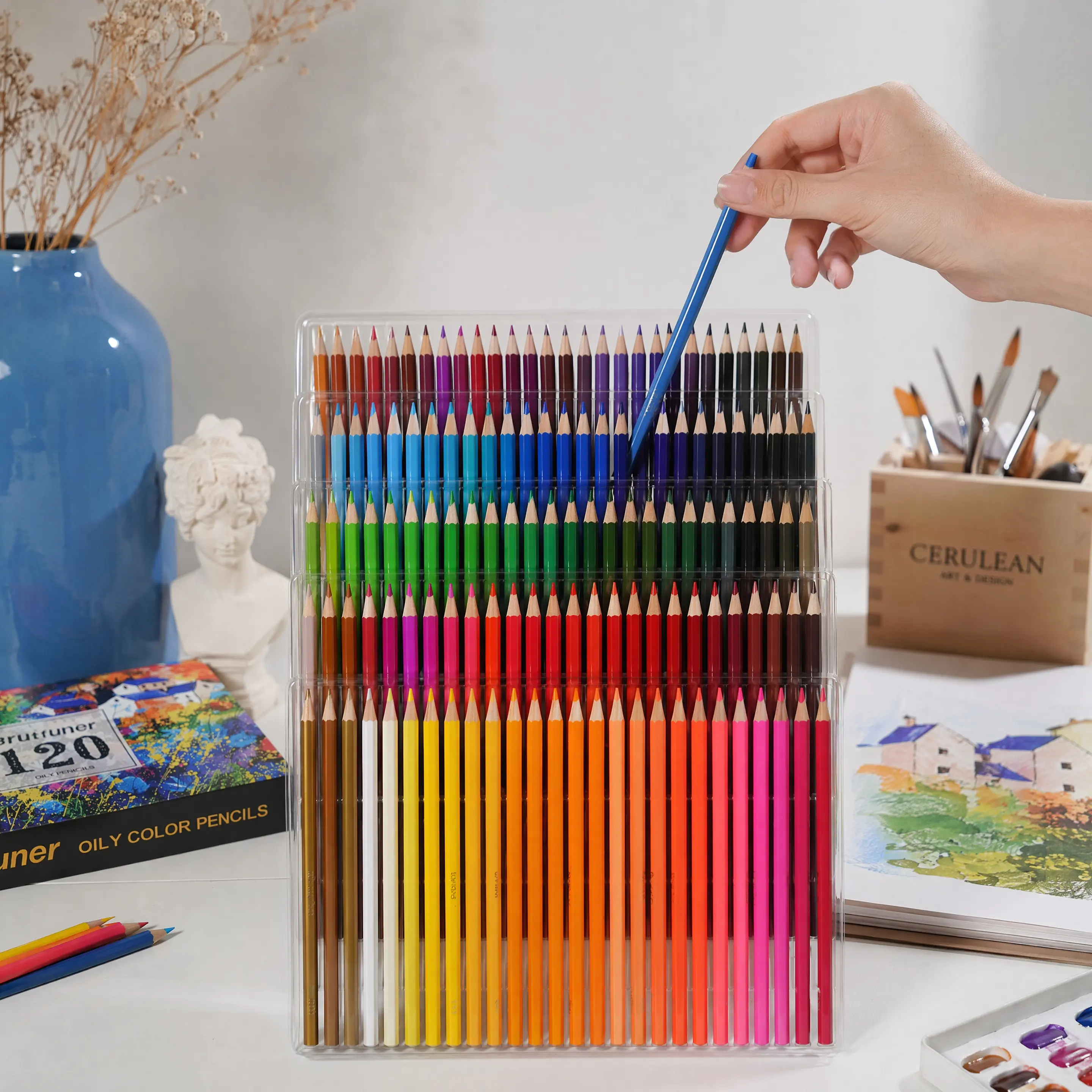 120Pcs Colored Pencils, 120 Vibrant Colors, Drawing Pencils for Sketch, Arts, Coloring Books, Premium Soft Core Colors Pencils Set for Adult Coloring