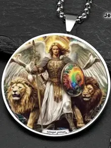 Holy Guardian Angel Necklace, Zinc Alloy Frame with Clear Glass, A Catholic Faith Gift