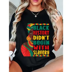 100% Cotton Black History Shirts for Women Black Queen Afro Queen T-Shirt