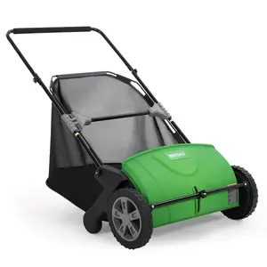 [ [TOP RATED - FLASH SALE] Garvee 21" Push Lawn Sweeper, Leaf & Grass Collector with 3.5 Cu. Ft. Hopper, Heavy-Duty Steel Frame, Tool-Free Height Adjustment, Foldable Yard Sweeper