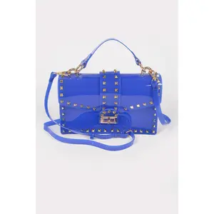 Studded Colorful Transparent Clutch