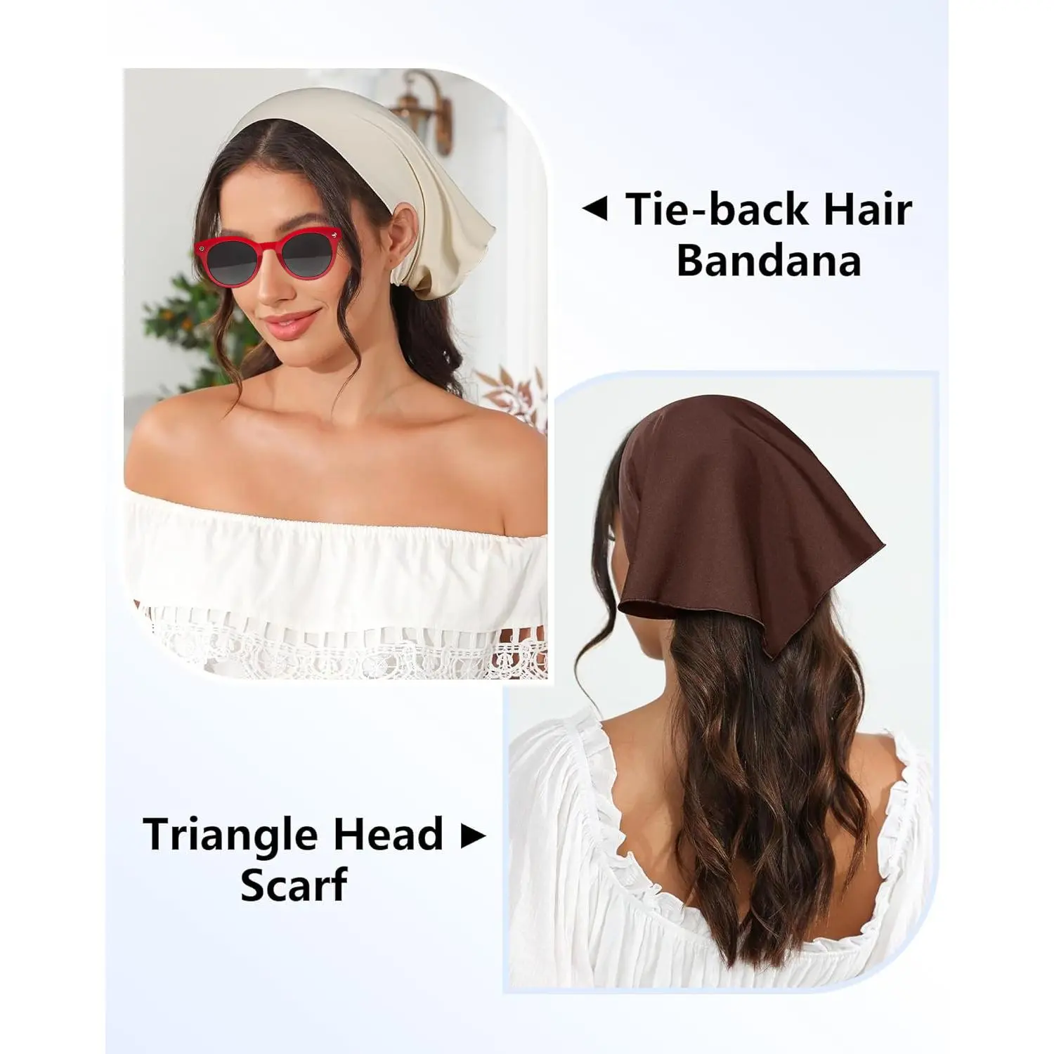 HSA24 3Pcs Hair Bandanas Head Kerchief for Women Girls Tie 