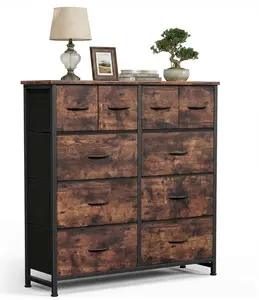 10 Drawers Fabric Cabinet, Clothes Storing, Storage Tower Organizer for Bedrooms, Entryways, Rust