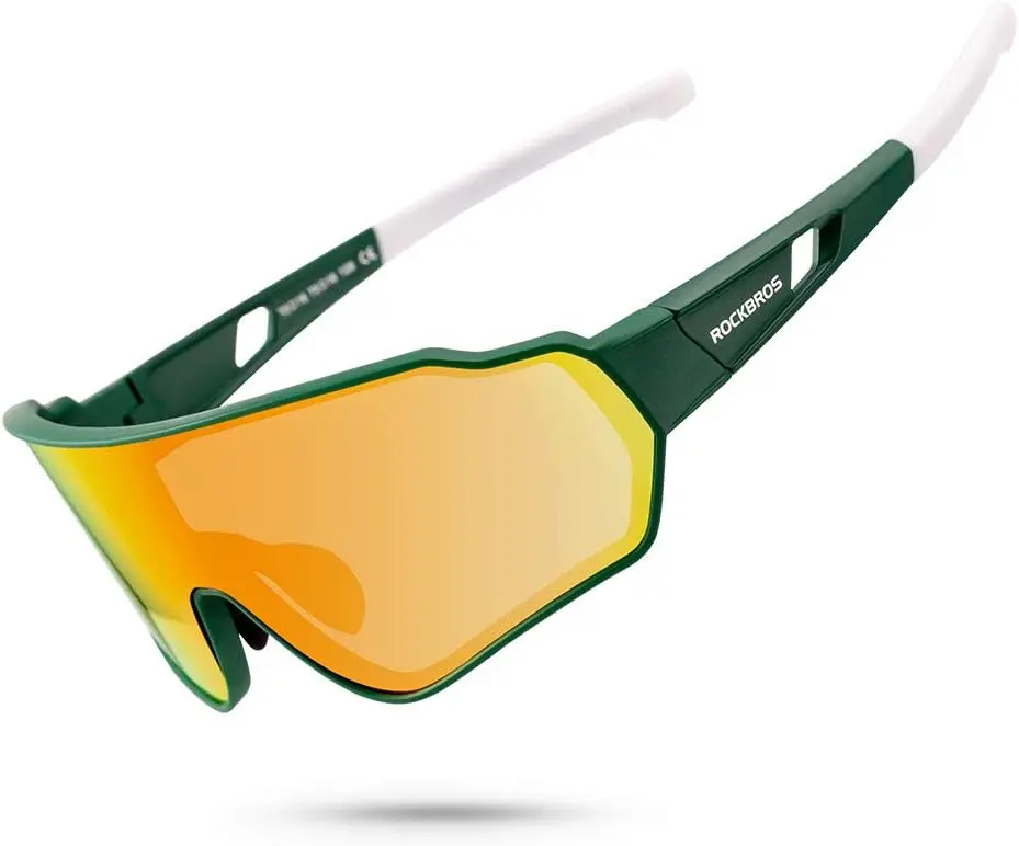 ROCKBROS Polarized Lens 1-Piece Yellow Lens Sports Sunglasses for Men - Adjustable Fit, UV Protection, Outdoor Sports Eyewear for Cycling