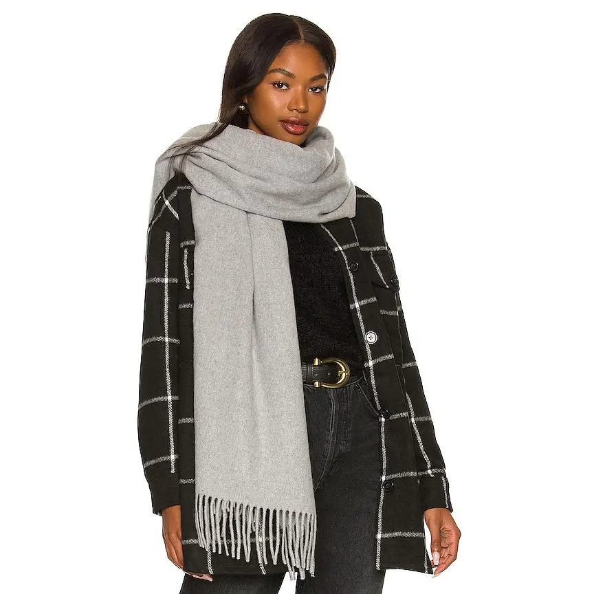 Rag & Bone Addison Recycled Wool Scarf in Mid Grey