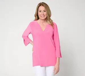 Dennis Basso Petite Italia Knit Print & Solid Tunic Top