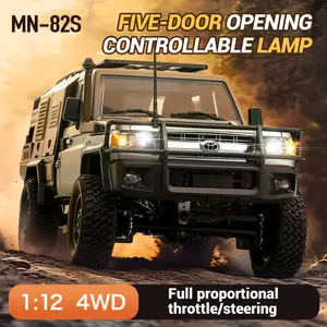 JJRC MN-82S 1:12 Scale 4WD Off-Road Remote Control Pickup Truck Crawler, Proportional Operation, Rechargeable Battery, Metal Chassis, 5-Door Opening, Controlled Lamps, Scale Realism for Adults, Remote Control Trucks