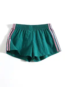 Summer Casual Sporty Striped Plaid Shorts, Summer Sports Shorts, Elastic Waist Loose-Fit Women's Short Pants, Daily Wear Fashion Bottoms