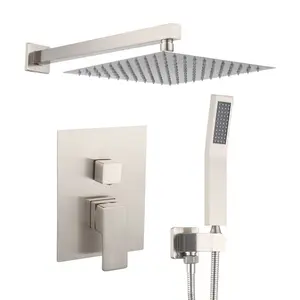 12 Inch Shower Head With Hand Held Combo - Brass Material Finish Shower System