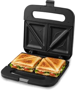 Elite Gourmet ESM2207XSS Sandwich Panini Maker Grilled Cheese, Machine Tuna Melt Omelets Non-stick Cooking Surface, 2 Slice, 750 Watts, Stainless Steel