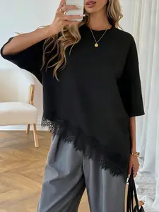 Women's Fashion Short Sleeve with Ruffle Hem, Perfect for Outings, Stylish and Comfortable, Ideal for Casual Wear