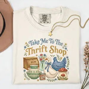 [SALE UP TO 50%] Comfort Colors Thrift Shop T-Shirt, Vintage Thrifting Tee, Retro Graphic Shirt, Funny Reseller Outfit, Trendy Aesthetic