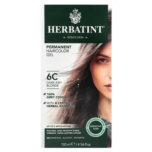 Herbatint Permanent Haircolor Gel, 6C Dark Ash Blonde, 4.56 fl oz (135 ml)