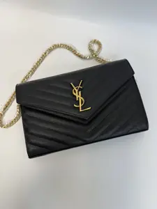 Pre-owned Yves Saint Laurent leather Crossbody Bags YSL Envelope Bag black XP02108【BF 12Z】