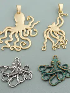 2pcs Large Octopus Squid Charms Pendants for DIY Necklace Jewelry Making Findings Accessories