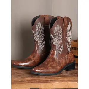 Men's Fashionable Snakeskin Print Embossed  Cowboy  Boots, Casual Comfortable Breathable Boots for Daily Wear, Fashion Shoes for Party, Daily Clothing Decor