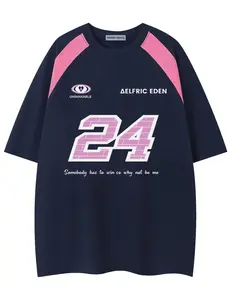 Aelfric Eden Oversized T-Shirt Color Blocking Number 24 Print Tee Shirts Cotton Soft Casual Summer Jersey Streetwear