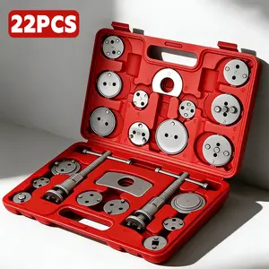 22pcs Heavy Duty Disc Brake Caliper Tool Set Disc Brake Caliper Compressor Wind Back Tool Brake Spreading Tools, Red Brake Caliper Tool Set,Fits Most American, EU, JP Autos Repair Tool Set, Adjustable Kit, fathersdaygift