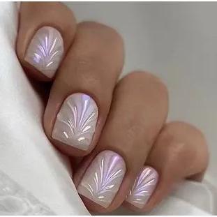 New Cross-Border Hot-Selling Fresh Style Nail Tips 3D Blue French Fish Tail Long Almond Wearable Nails Wholesale