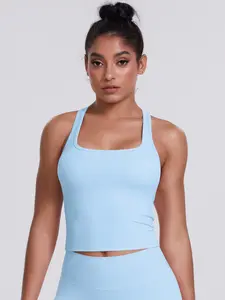 Women's Sporty Tight-Fitting Fitness Vest, Deep U-Neck Sleeveless Running Top, Ideal for Yoga & Pilates Training, Sports Vest Top