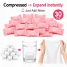 Compressed Disposable Face Towels 30 Count, Facial Disposable Cloths, Portable Single-Use Face Towels for Travel, Camping, Makeup Removal & Daily Cleansing, Facial Cleansing Towel, Face Cleaning Towel