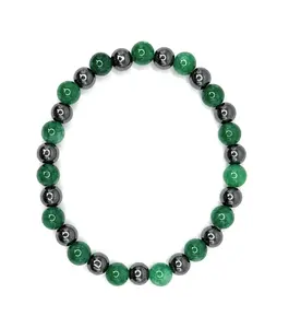 Hematite, Emerald Green Quartz Beaded Stretch Bracelet - 6mm | Made to Order