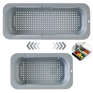 2026 New Extendable Sink Colander Strainer Basket for Kitchen - Wash Vegetables Fruits & Dry Dishes - Adjustable Over the Sink Colander Collapsible Drainer Basket