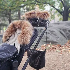 Pastel Black Organic Premium Beige Wool Adjustable Footmuff