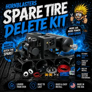 Conductor's Special 232 Spare Tire Delete Train Horn Kit | 2-Gallon 150 PSI | 12-Volt | Perfect for Trucks & SUVs