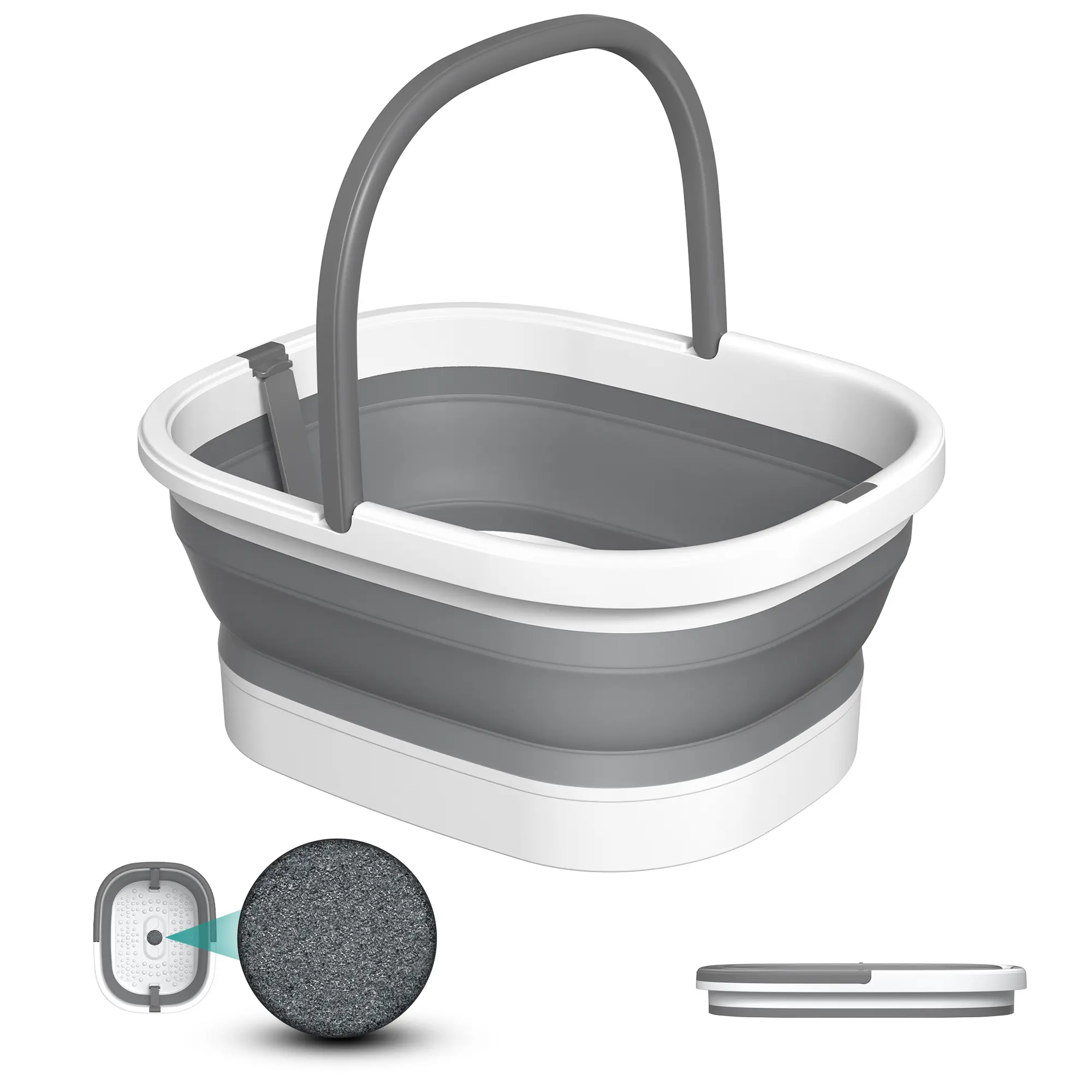 Nekteck Collapsible Foot Soaking Tub Foot Bath Basin with 138 Acupressure Nodes and Pumice Stone for Foot Massage Pedicure Spa Ideal Gifts for Men Women Dad and Mom, Tub Foot Baths, Pumice Exfoliate