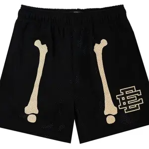 Men's Bone Print Mesh Shorts Breathable Quick Dry Gym Streetwear Comfortable Mesh Shorts
