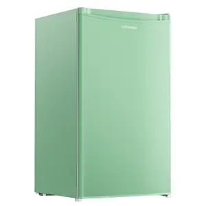 Upstreman mini fridges 3.2 Cu.Ft with Freezer Compact Single-Door Fridge for Dorm Office Bedroom BR321 Adjustable Temperature Thermostat Energy Efficient Quiet Operation Green Fridge Small pantry drink fridge skincare fridge refrigerator