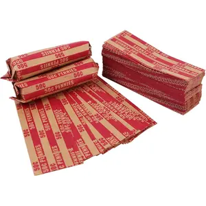 120 pcs flat stripped coin wrappers, coin rolls, colorful coin sorter and counter for pennies