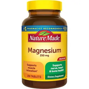 Nature Made Magnesium Oxide 250 mg, Magnesium Supplements for Men and Women, Support for Muscle, Heart, Bone and Nerve Health, 200 Tablets, 200 Day Supply