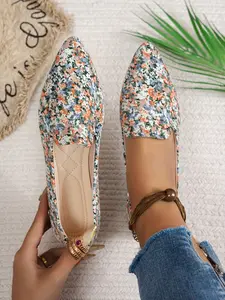 High - Quality Paisley - Designed Pointed - Toe Flat Shoes for Women - Stylish and Durable Versatile Shoes