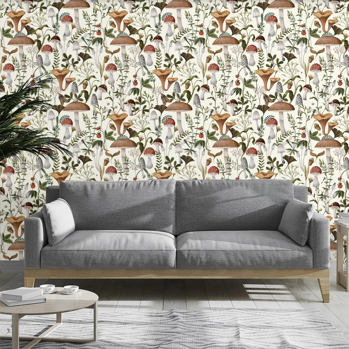 Self-Adhesive Mushroom Wallpaper, Reusable Wall Stickers, Full House Furniture Decoration, Renovation Gift, Unique Healing Style