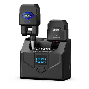 LEKATO WS-200 2.4GHz Wireless Guitar Transmitter & Receiver Set with Charging Case 15 Hours Battery Life 4 Channels Rechargeable 1/4" Plug for Guitar Bass and Electric Instruments