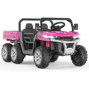 24V Electric Powered Ride-On Dump Truck for Kids - 6 Wheels 4WD 2-Seater with Remote Control & Dump Bed | ASTM Certified Kids Toy Truck w/Parent Control & Music,Pink