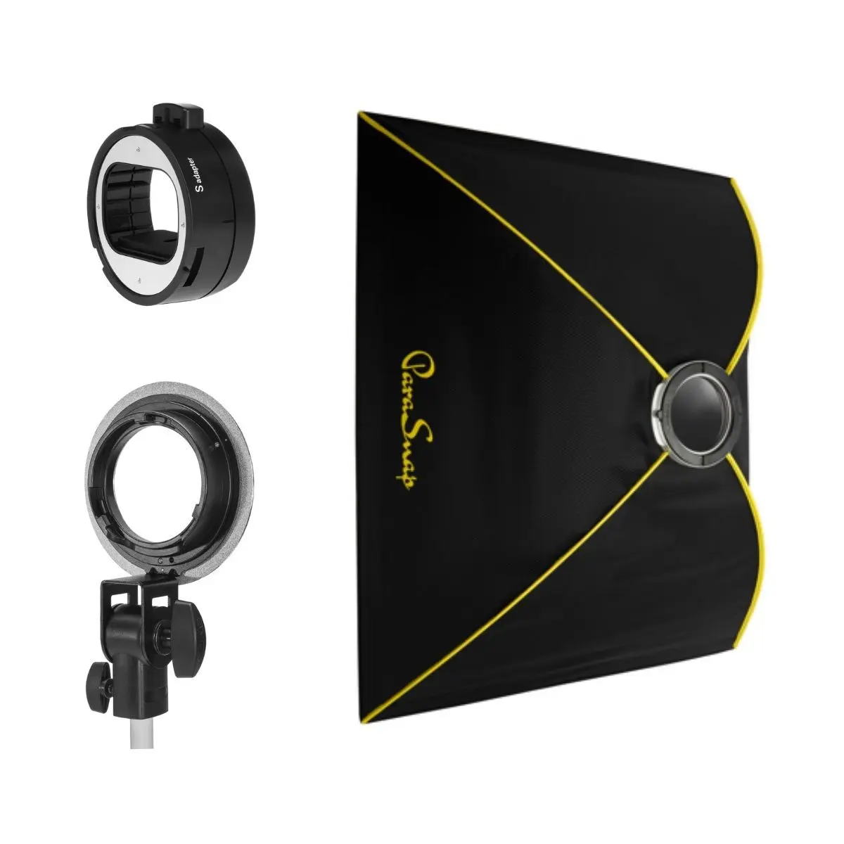Glow ParaSnap 36x44" Rectangular Softbox Kit Quick Setup SterlingFibre Silver Lining, OTA-S Speedlight Mount Adapter, & Tool-Free Speedring Swap for Professional Studio Photography, Camera Flash Accessories with Bowens Mount & Diffusers