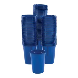16 oz. Bulk 100 Ct. Blue Disposable Plastic Cups